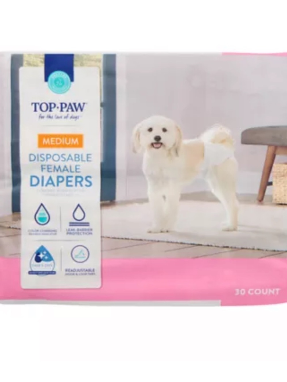 Top Paw Medium Disposable Female Dog Diapers - 21 count